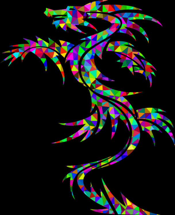 Colorful Geometric Dragon Tattoo Design