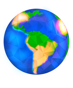 Colorful Geometric Earth Globe PNG with transparent background