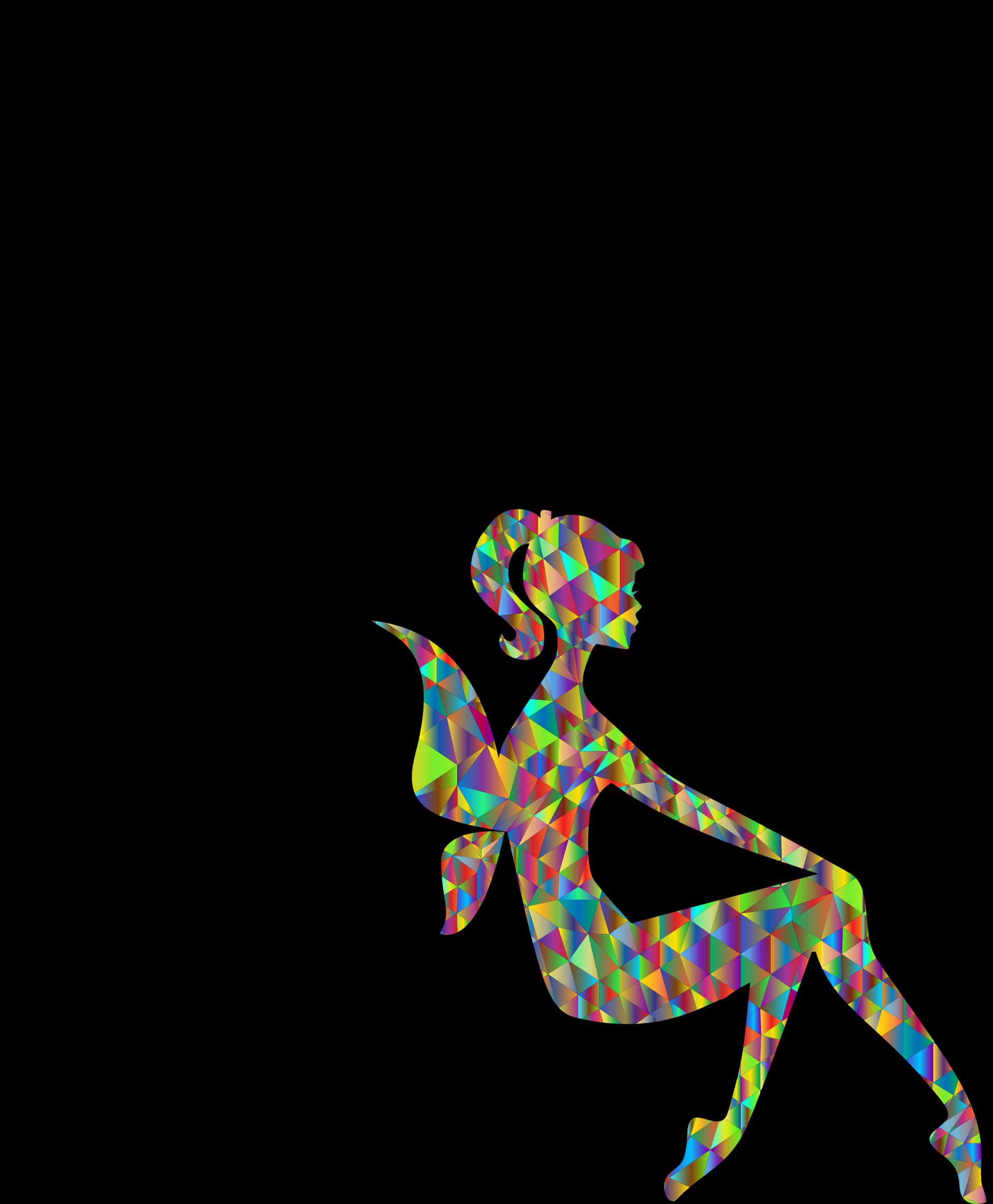 Colorful Geometric Fairy Silhouette