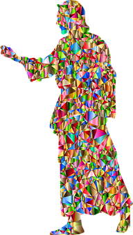 Colorful Geometric Jesus Silhouette PNG with transparent background