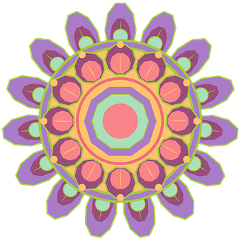 Colorful Geometric Mandala Art PNG with transparent background