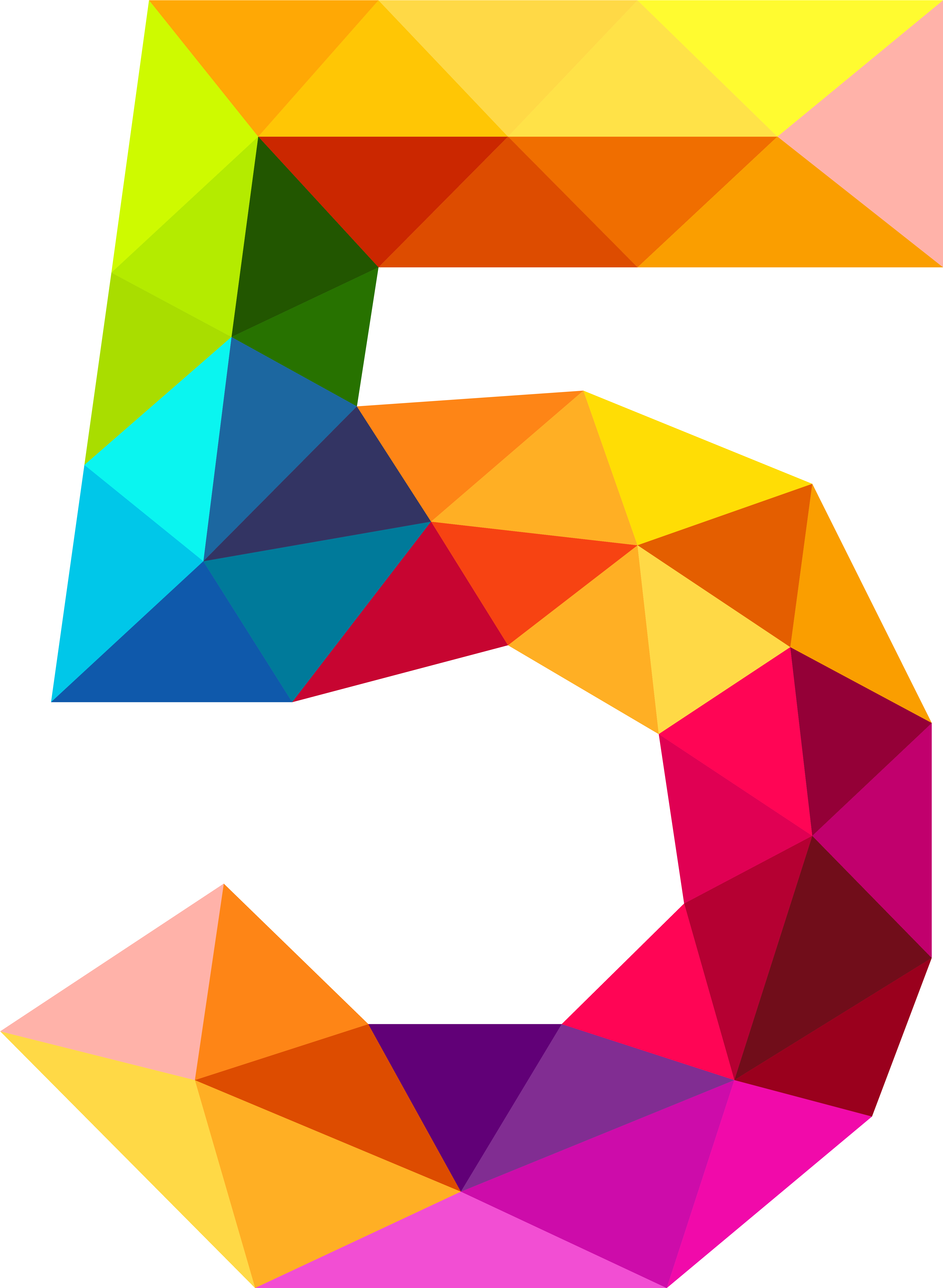 Colourful Triangles Number Five Png Clipart Image - Colourful Triangles Number Five Png, Transparent Png PNG image with a transparent background, free high-resolution download