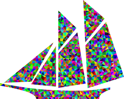 Colorful Geometric Sailboat Art PNG image with a transparent background, free high-resolution download