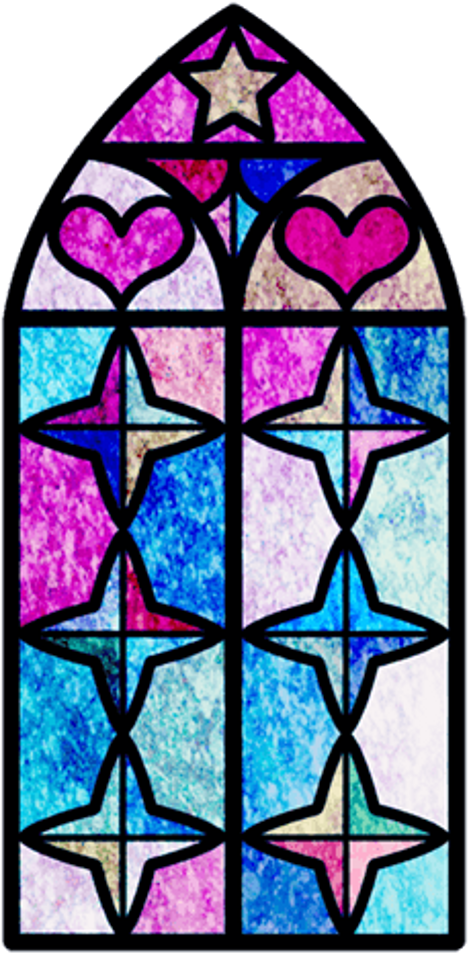 Window Mosaic Geometric Heart Star Watercolor - Stained Glass, HD Png Download PNG with transparent background