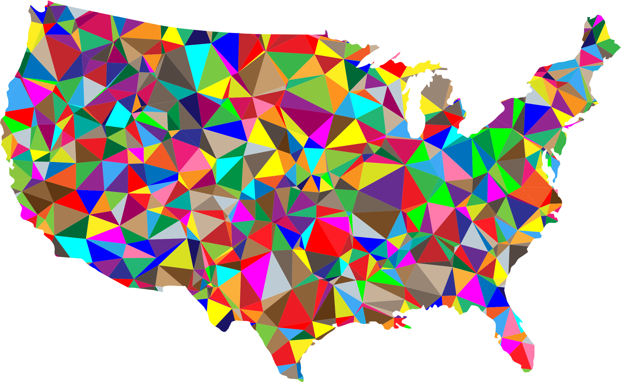 Flat Color Low Poly America Usa Map - Map Of Usa In Color, HD Png Download PNG image with a transparent background, free high-resolution download
