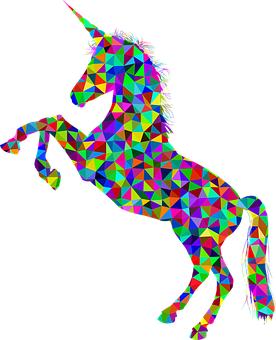 Colorful Geometric Unicorn Art PNG with transparent background