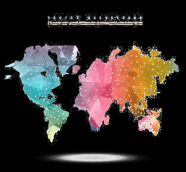 Colorful Geometric World Map PNG with transparent background