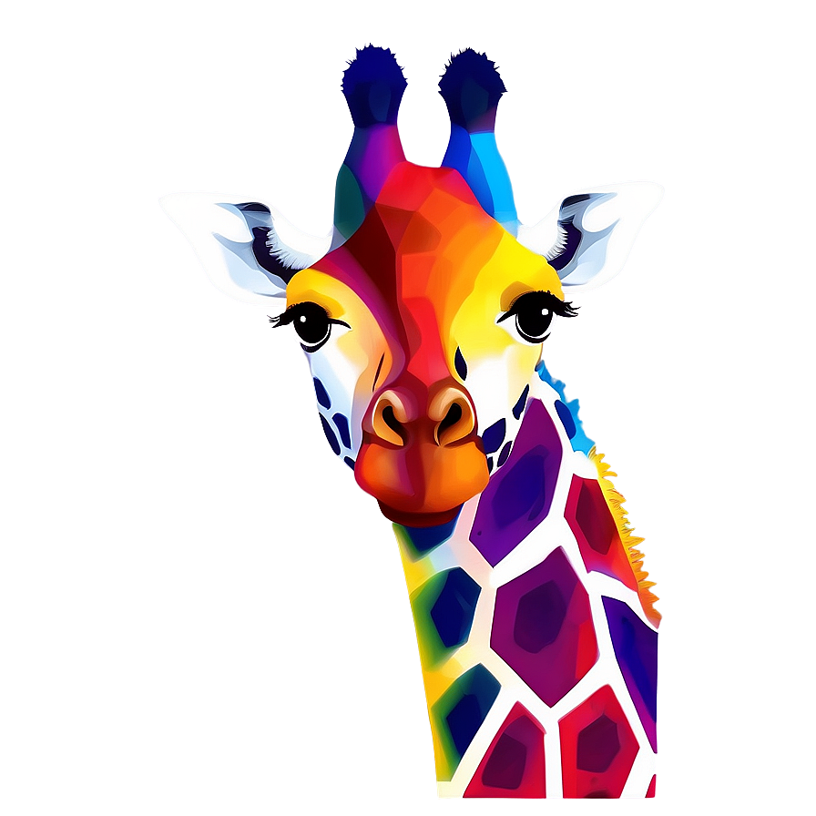 Colorful Giraffe Illustration Png Gre