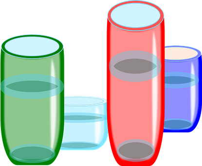 Colorful Glasses With Water Levels