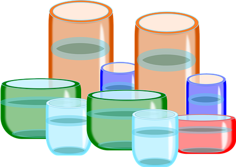 Colorful Glassware Collection PNG image with a transparent background, free high-resolution download
