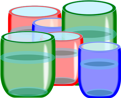 Colorful Glassware Vector Illustration PNG image with a transparent background, free high-resolution download