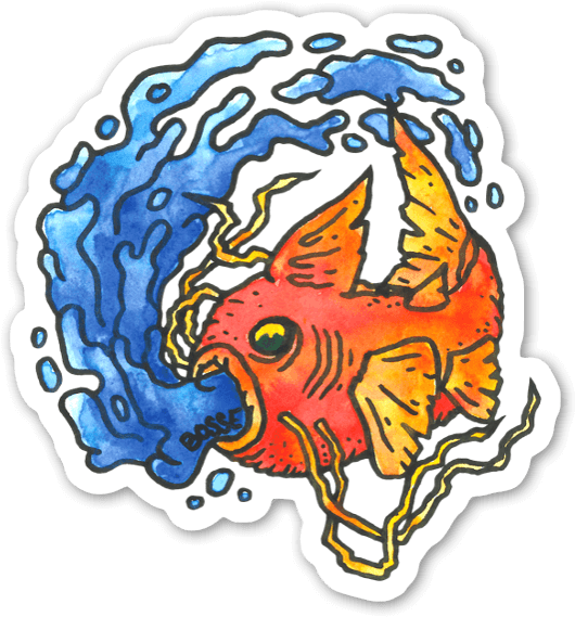 Colorful Goldfish Sticker Illustration