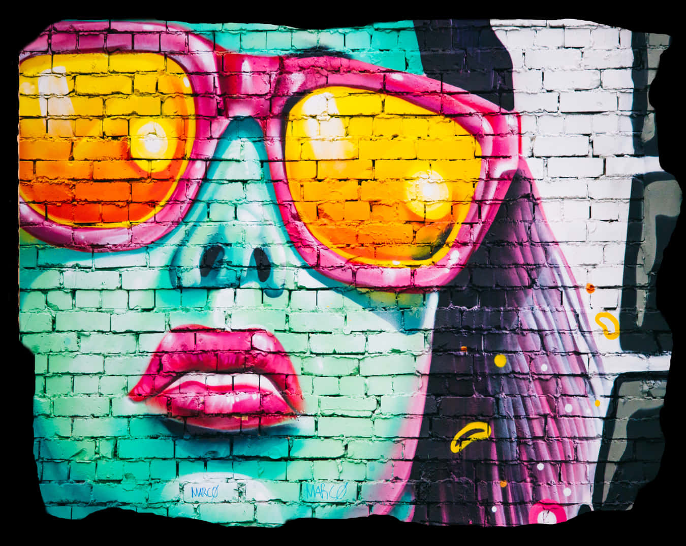 Colorful Graffiti Sunglassesand Lips PNG with transparent background