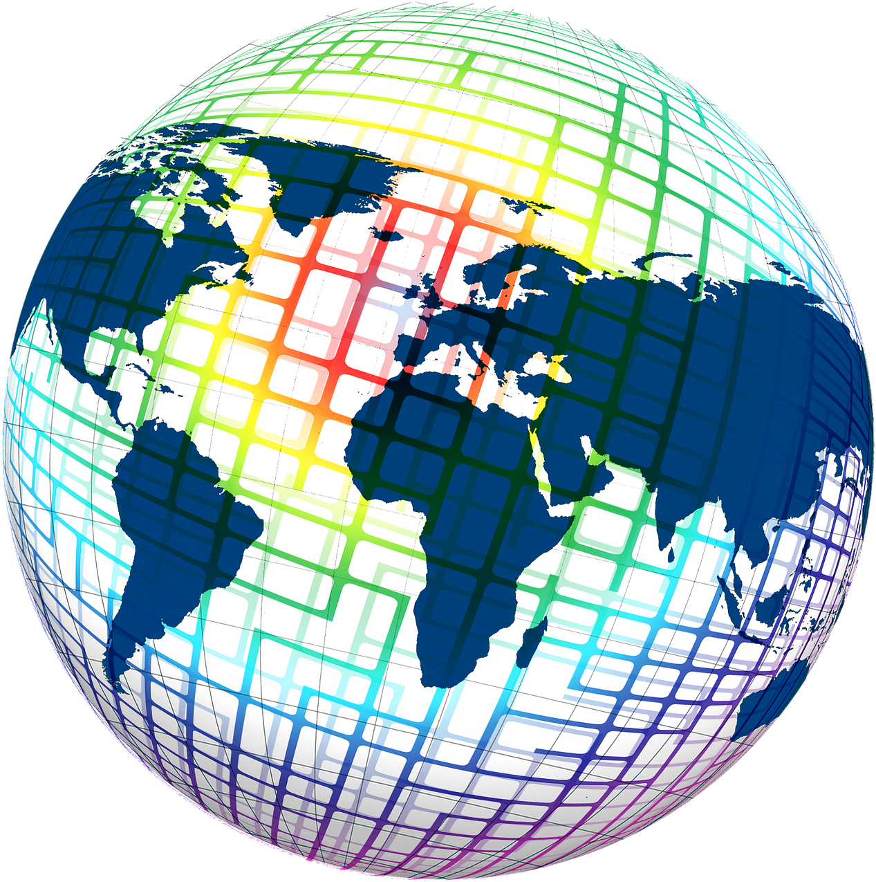 Colorful Grid Globe Illustration PNG with transparent background