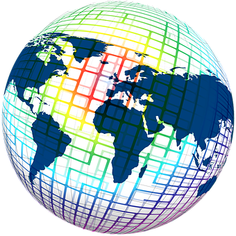 Colorful Grid Globe Illustration PNG with transparent background