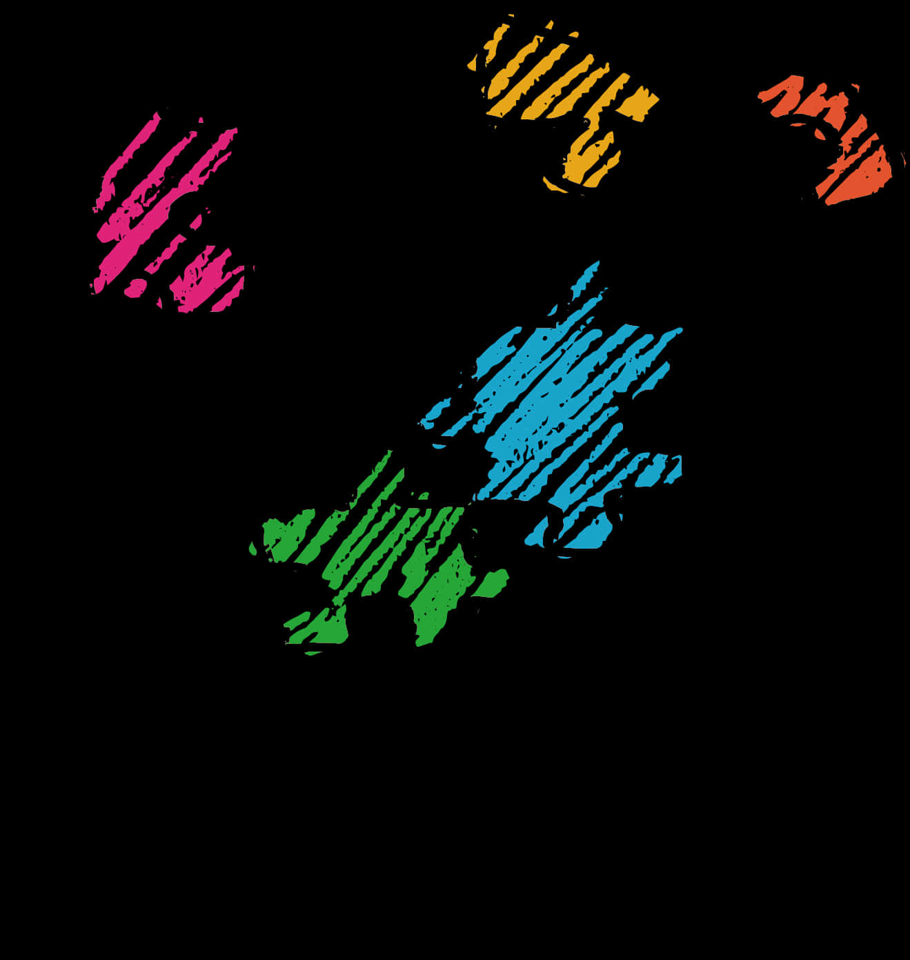 Colorful Handprints Black Background