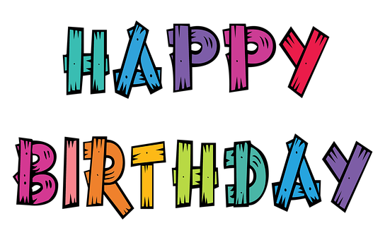 Colorful Happy Birthday Text Design PNG with transparent background