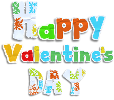 Colorful Happy Valentines Day Text PNG with transparent background