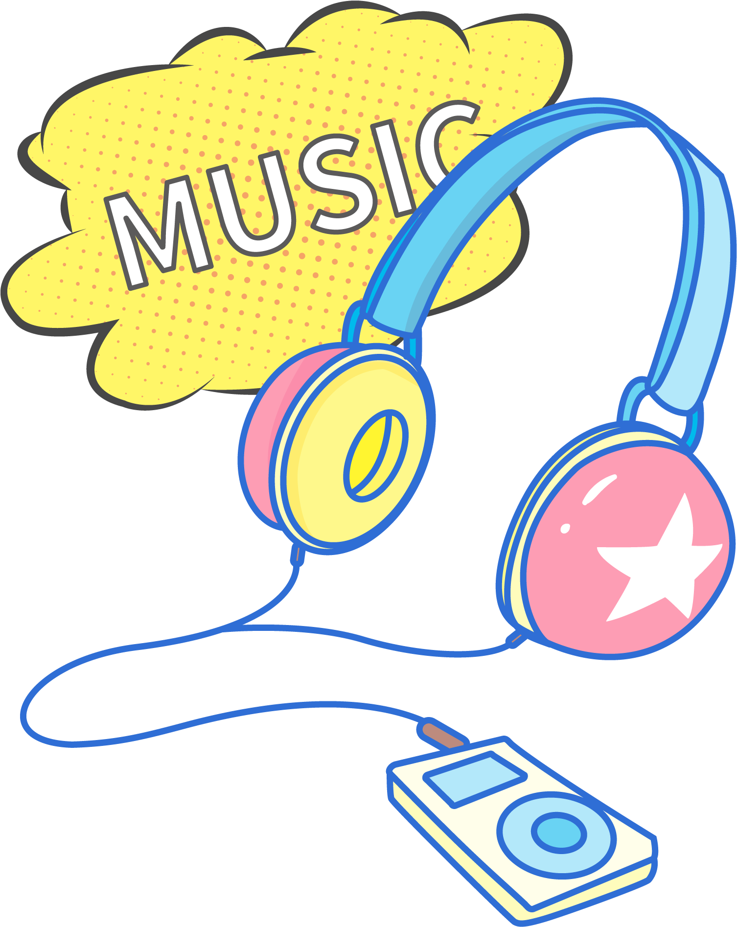 Colorful Headphones Music Player Illustration