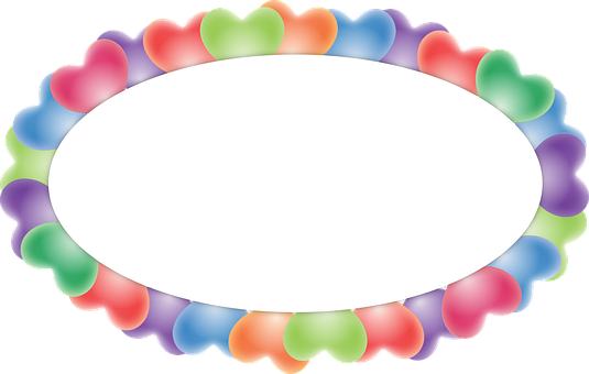 Colorful Heart Balloons Frame PNG with transparent background