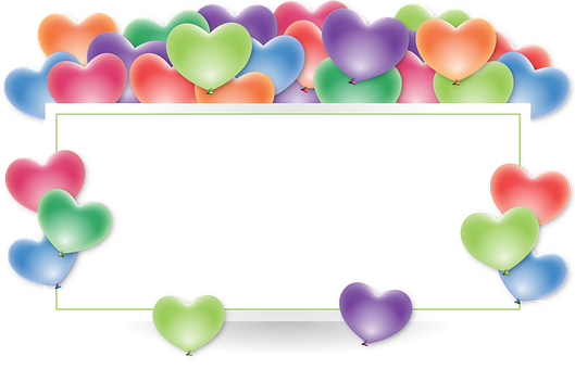 Colorful Heart Balloons Frame PNG with transparent background