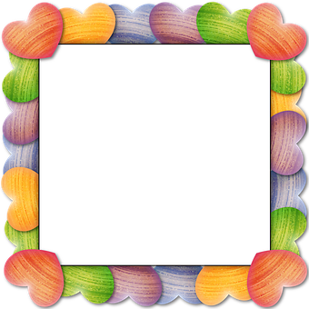 Colorful Heart Border Frame PNG with transparent background