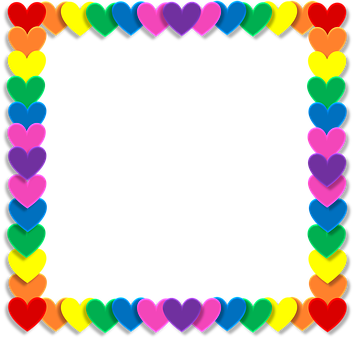 Colorful Heart Border Frame_ Valentines Day PNG with transparent background