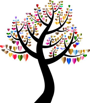 Colorful Heart Petals Abstract PNG with transparent background
