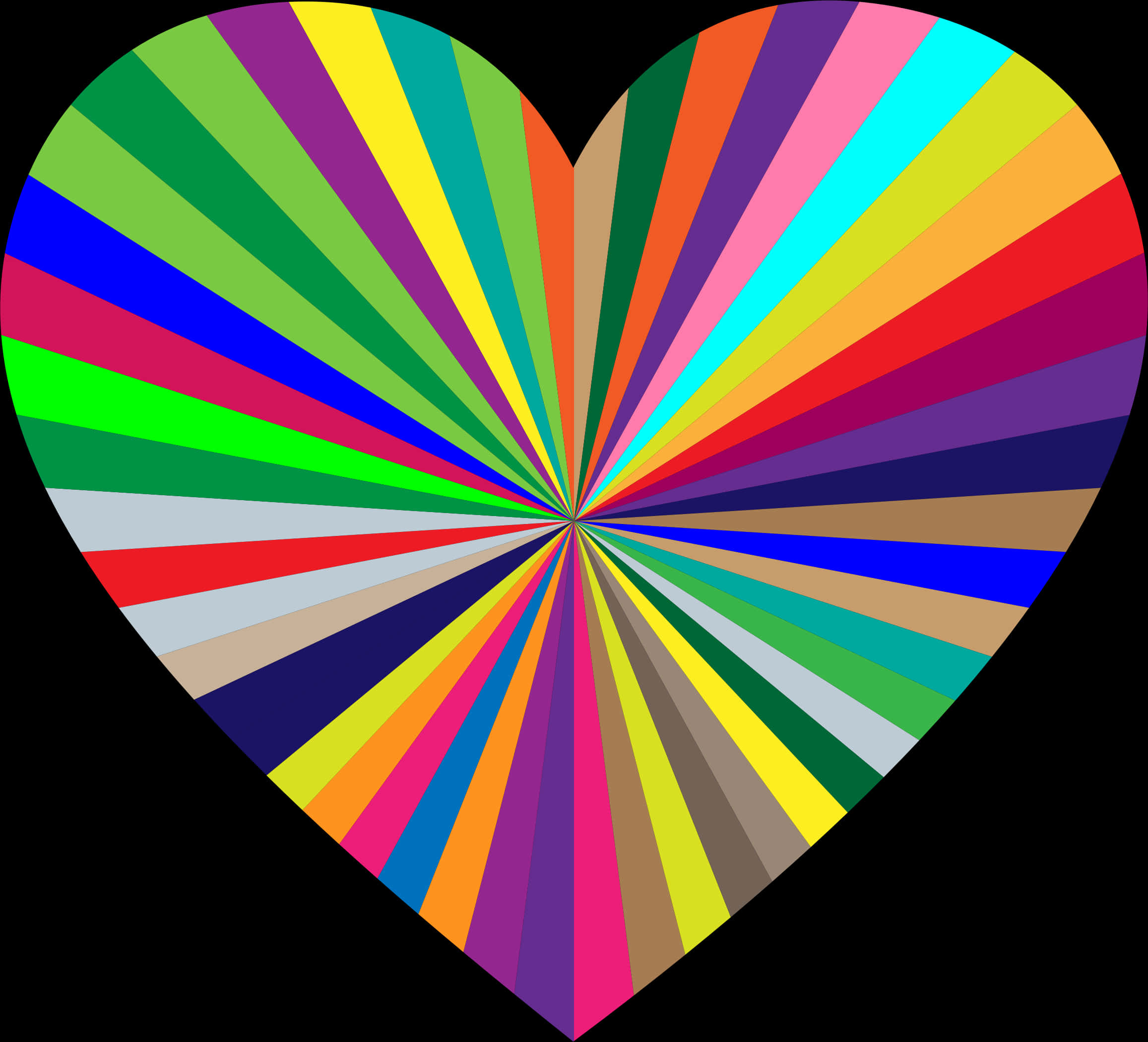 Colorful Heart Starburst Pattern PNG image with a transparent background, free high-resolution download
