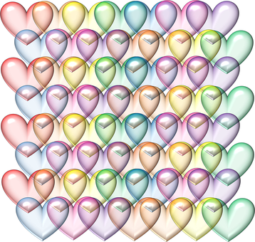 Colorful Hearts Array Valentines Background PNG with transparent background
