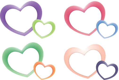 Colorful Hearts Black Background