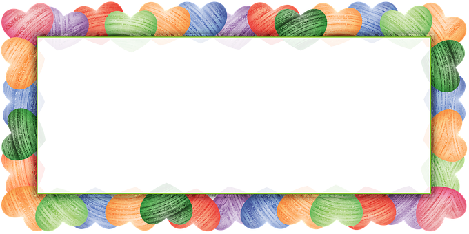 Colorful Hearts Border Template PNG with transparent background