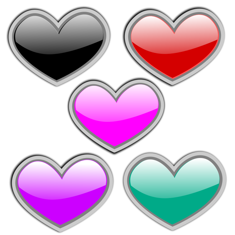 Colorful Hearts Collection PNG with transparent background