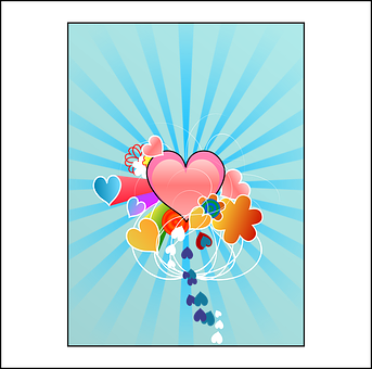 Colorful Hearts Explosion Graphic PNG with transparent background