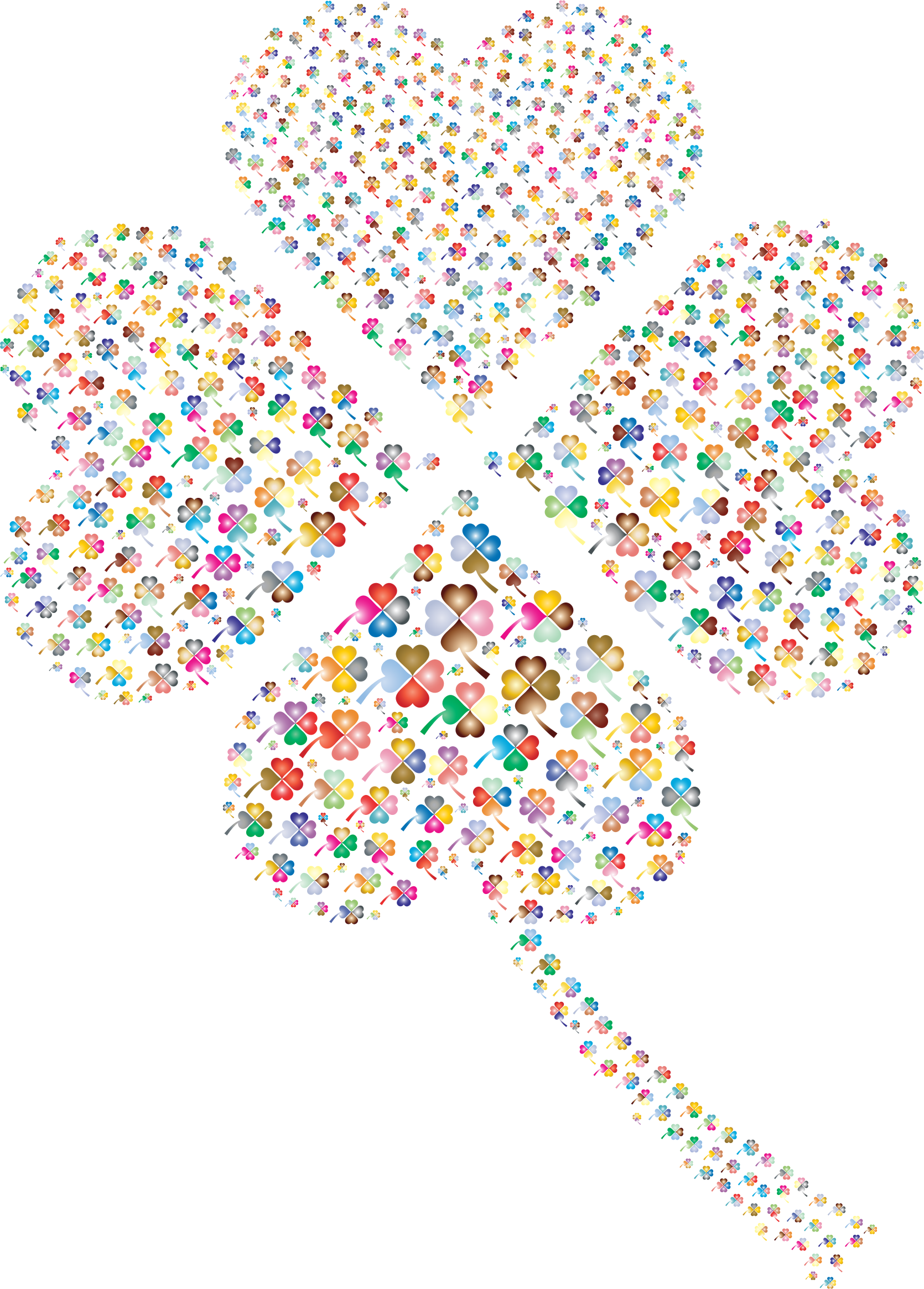 Colorful Hearts Four Leaf Clover