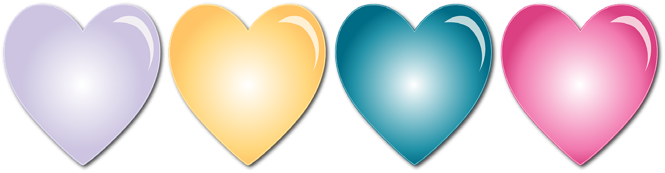 Colorful Hearts Gradient Background PNG with transparent background