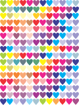 Colorful Hearts Pattern PNG with transparent background