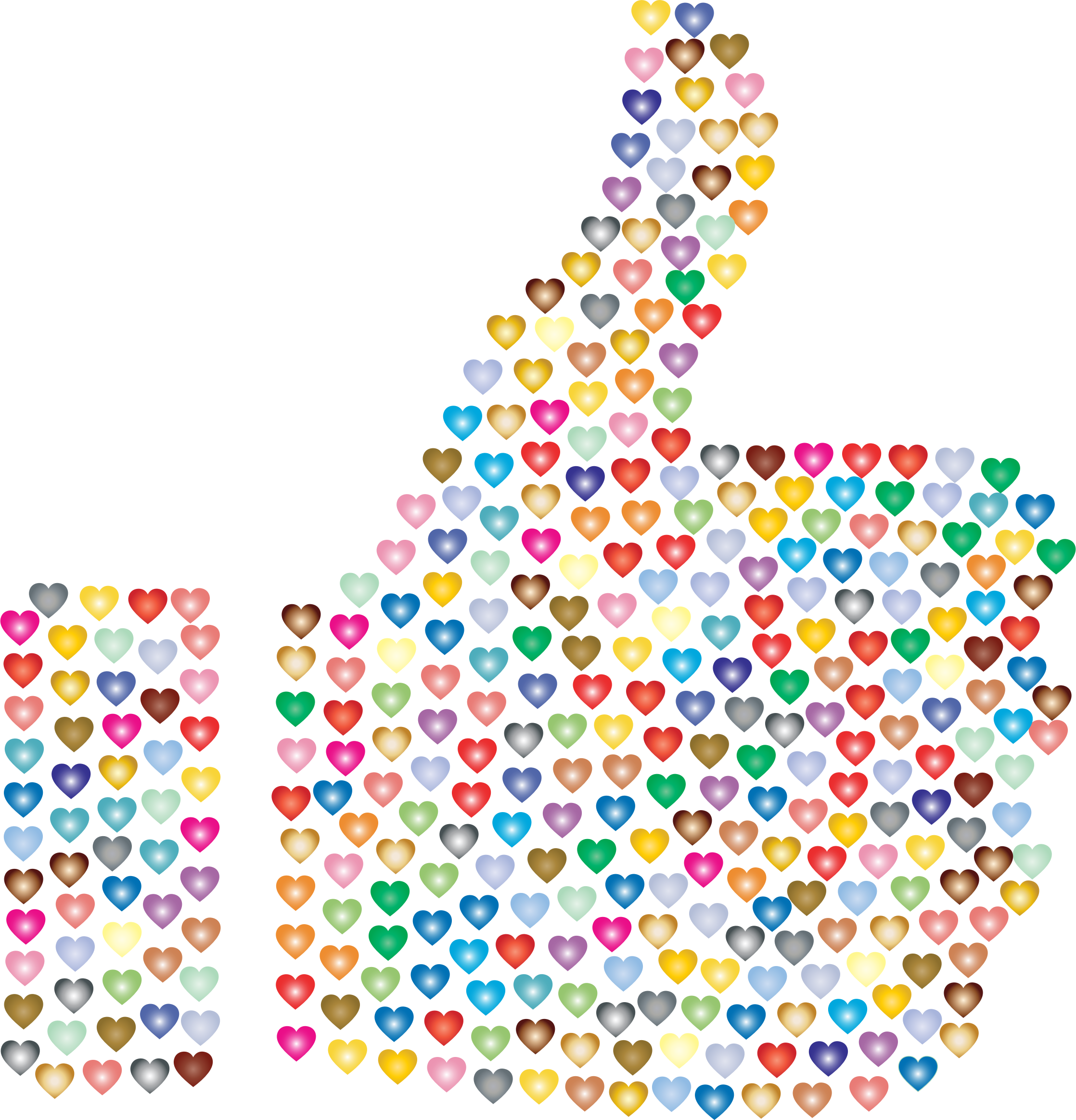 Colorful Hearts Thumbs Up Emoji Art