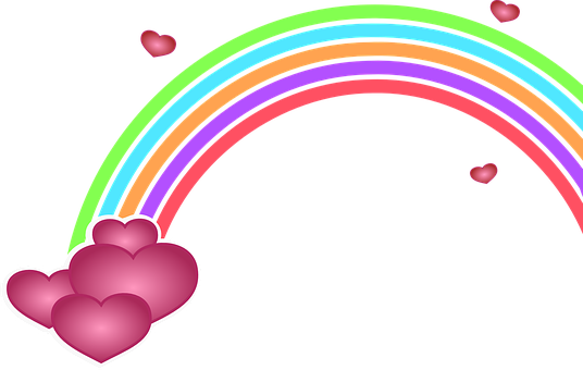 Colorful Heartsand Rainbow PNG with transparent background
