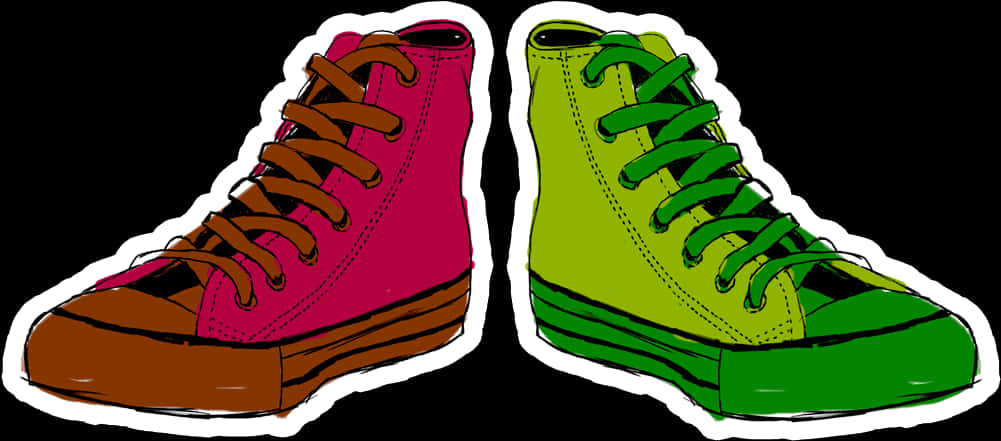 Colorful High Top Sneakers Illustration PNG image with a transparent background, free high-resolution download