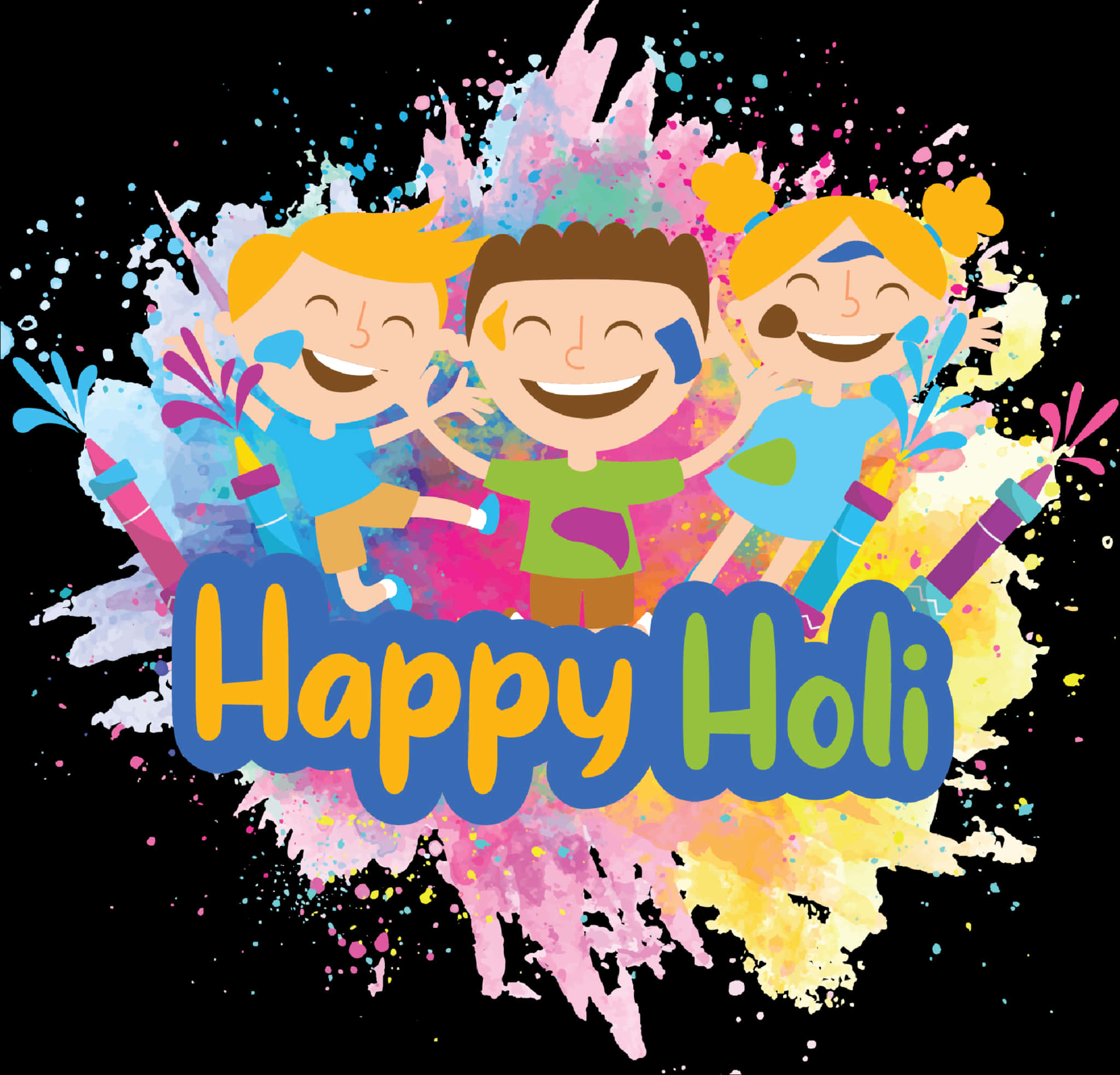 Colorful_ Holi_ Celebration_ Cartoon