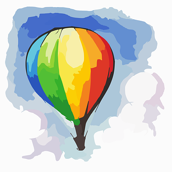 Colorful Hot Air Balloon Illustration PNG with transparent background