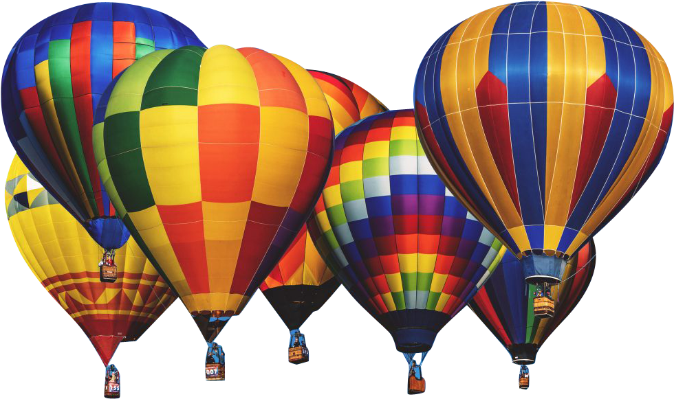 Colorful Hot Air Balloons Against Blue Sky