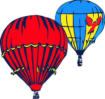 Colorful Hot Air Balloons Illustration PNG with transparent background