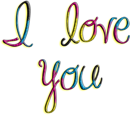 Colorful I Love You Text PNG with transparent background