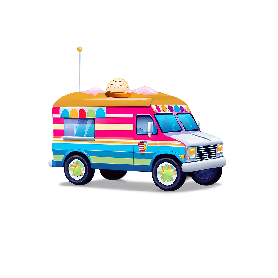 Colorful Ice Cream Truck Art Png Guk