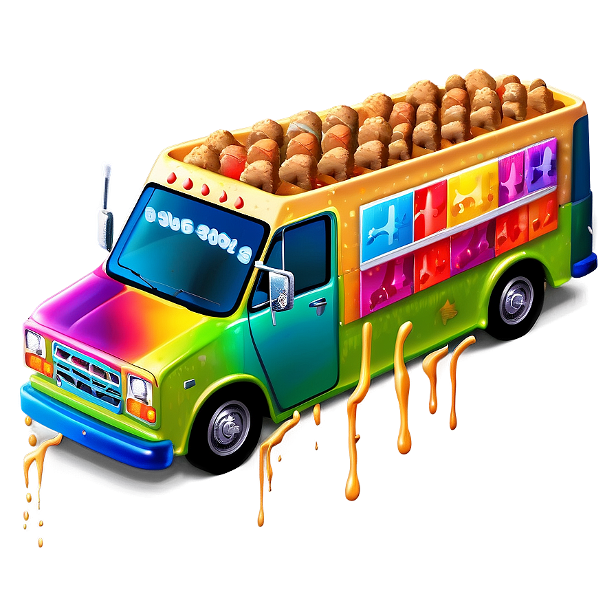 Colorful Ice Cream Truck Art Png Wec94