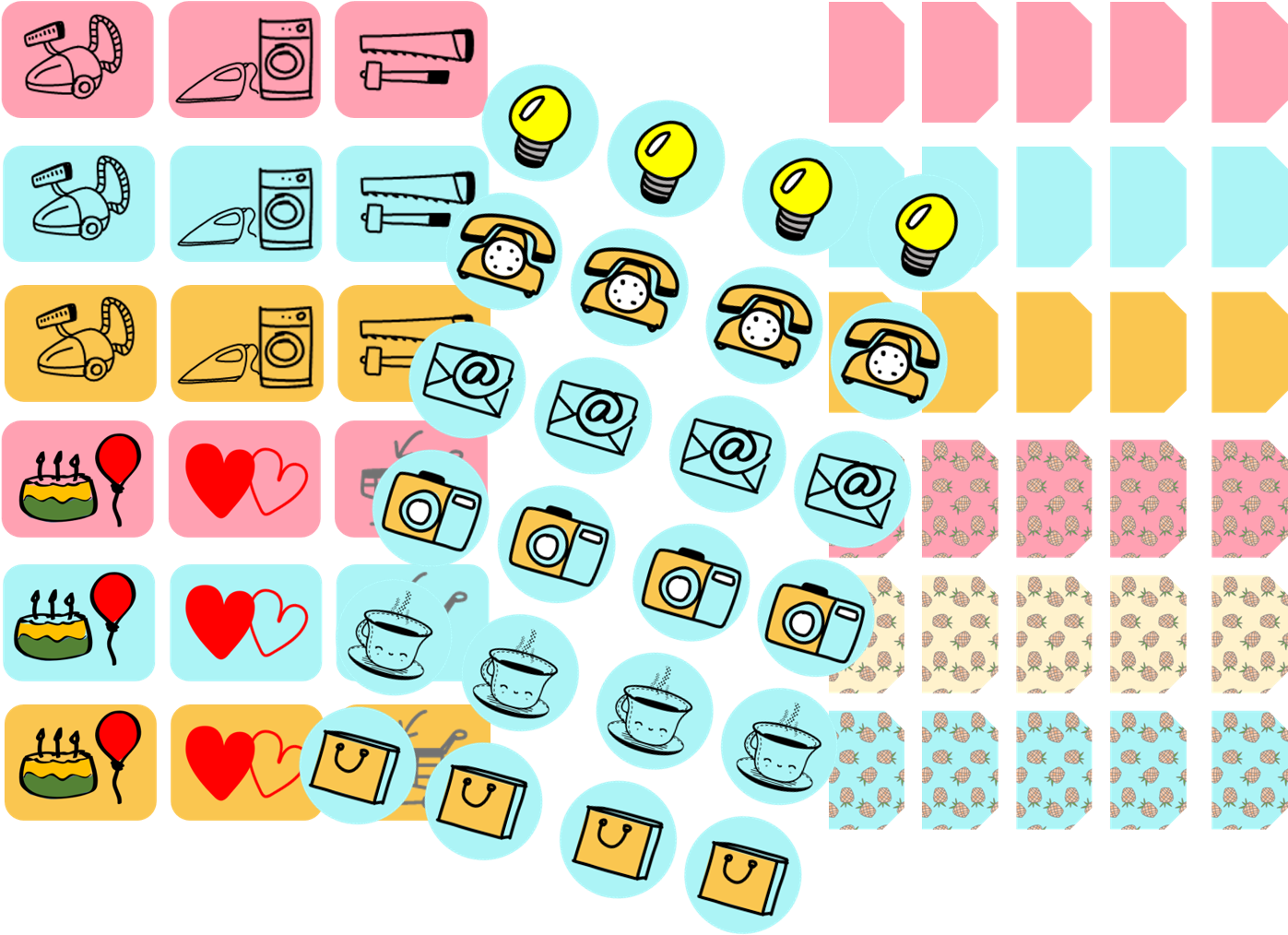 Colorful_ Icons_ Collage PNG with transparent background