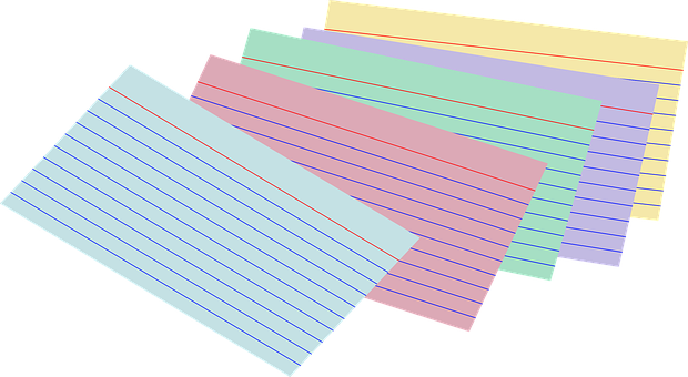 Colorful Index Cards Fanned Out PNG with transparent background