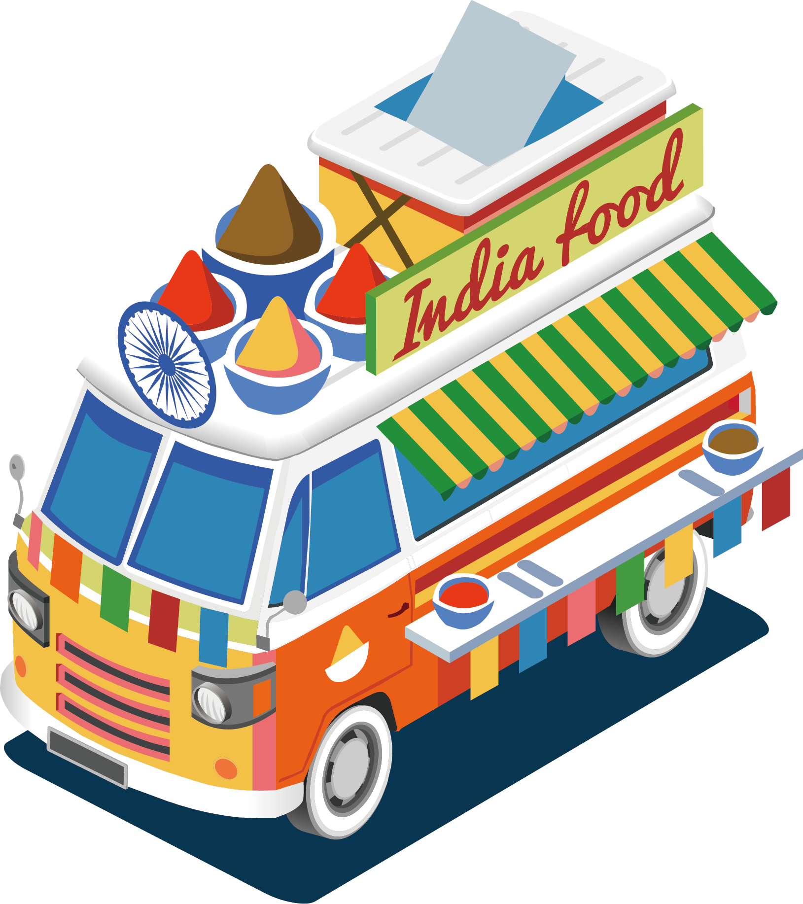 Colorful_ Indian_ Food_ Truck_ Illustration